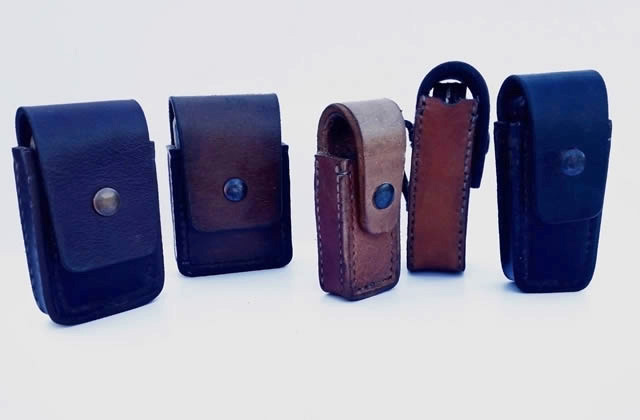 Traditional box stitching knife pouches