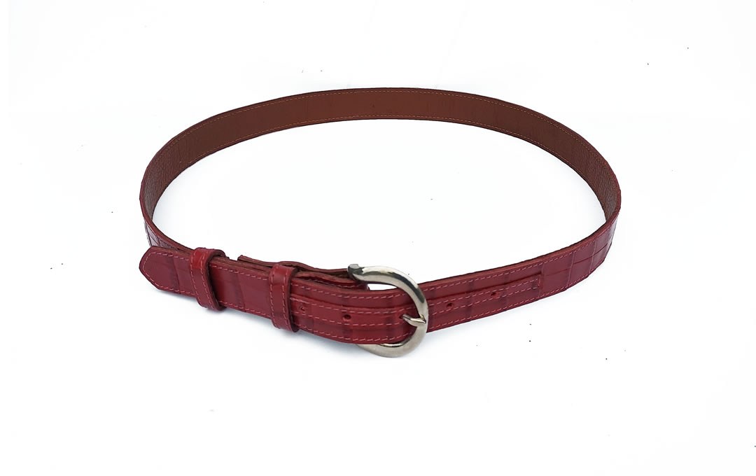 Italian crocodile print cowhide leather belt