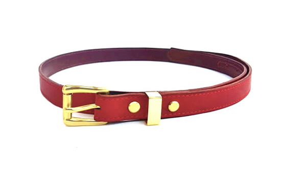 Slim line style leather belt in blue Cowhide