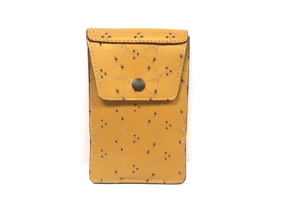 Phone case in flower imprinted cowhide