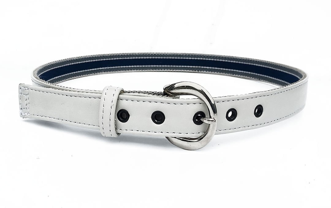 Soft grey cowhide belt with English webbing backing